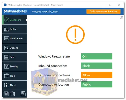 MalwareBebytes Windows Güvenlik Duvarı Kontrol Ekran görüntüsü