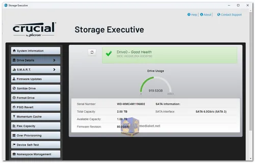 Crucial Storage Executive screenshot