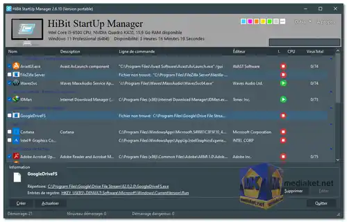 HiBit Startup Manager screenshot