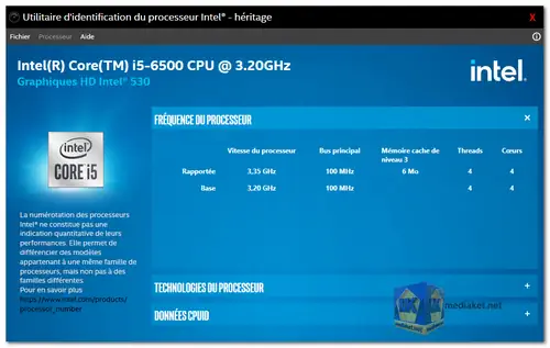 Intel Processor Identification Utility screenshot