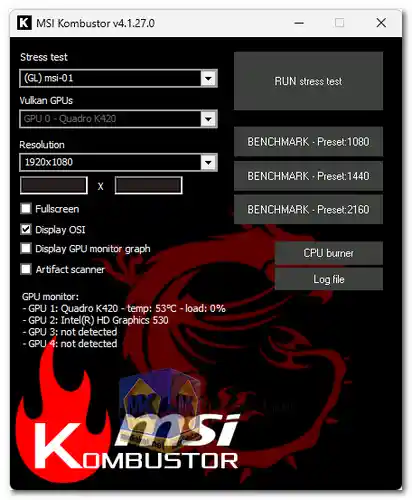 MSI Kombustor screenshot